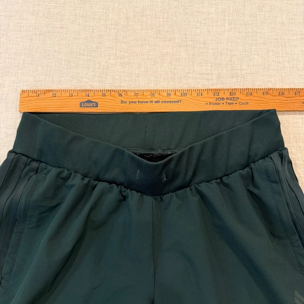 Adidas Mens Joggers Forest Green Three Stripe Track Pants Zipper Pockets Medium